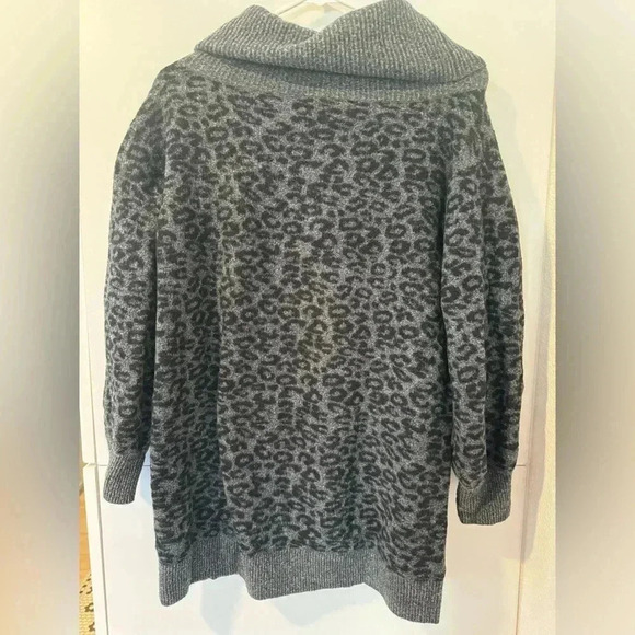 Anthropologie Emmy Cowl Neck Leopard Print Charcoal Gray Sweater - Picture 5 of 7